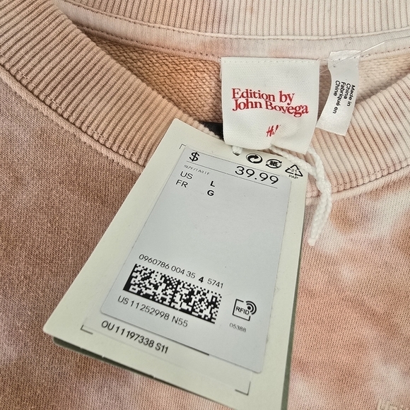 NWT H&M Edition by John Boyega Tie-dye Cotton Sweatshirt Pink Large - Picture 7 of 16
